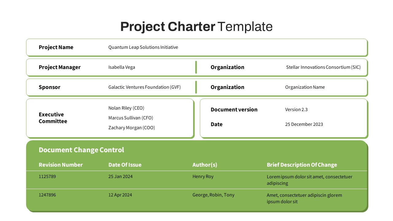 Free Project Charter Powerpoint Template Slidebazaar