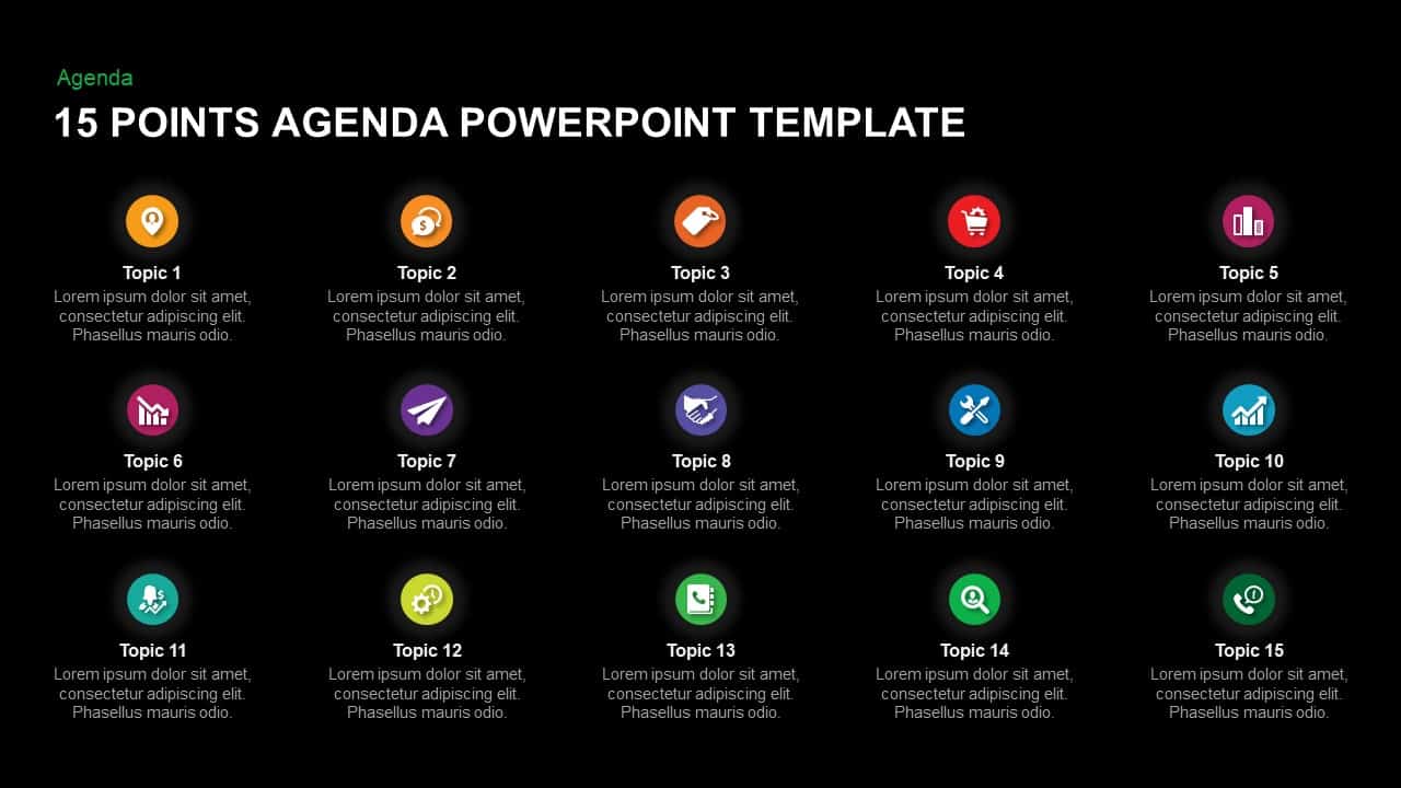 15 Point Agenda PowerPoint Template