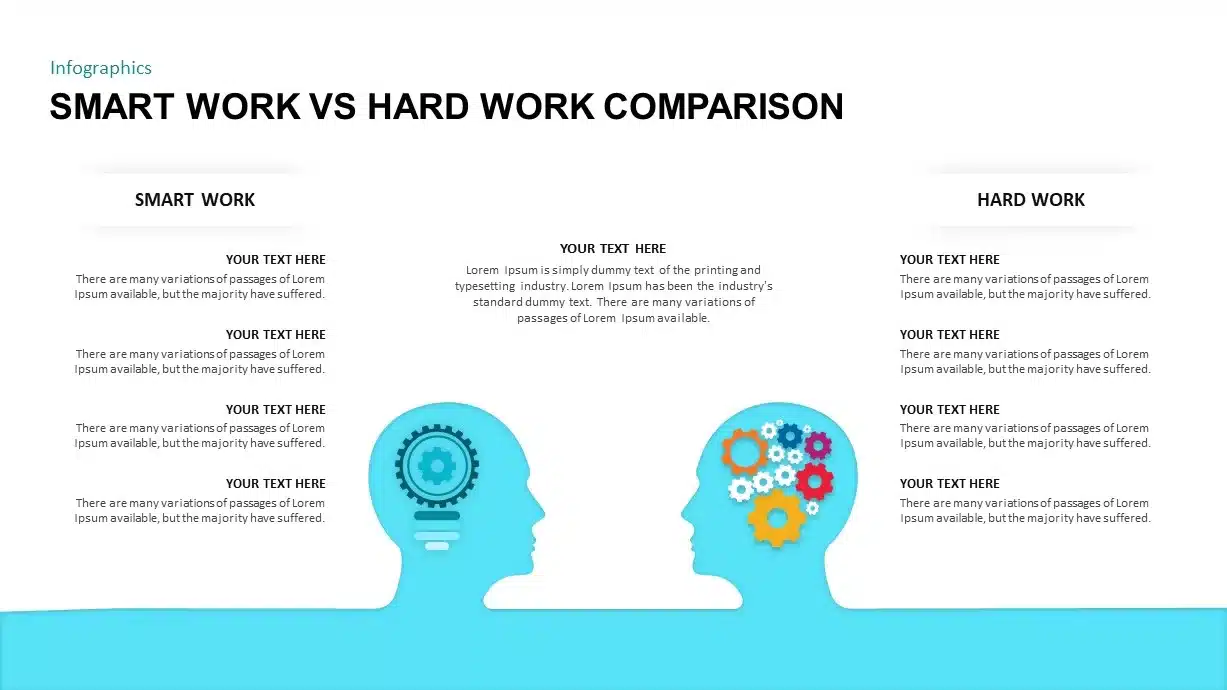 Smart work vs hard work comparison presentation slide template for PowerPoint and Google Slides