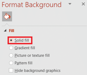 solid fill in PowerPoint's format background section