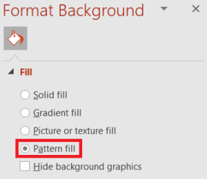 pattern fill option in format background area of PowerPoint