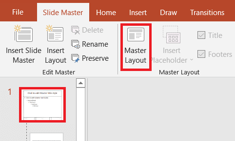 master layout in PowerPoint