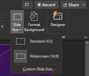 Slide size button to make your presentations vertical