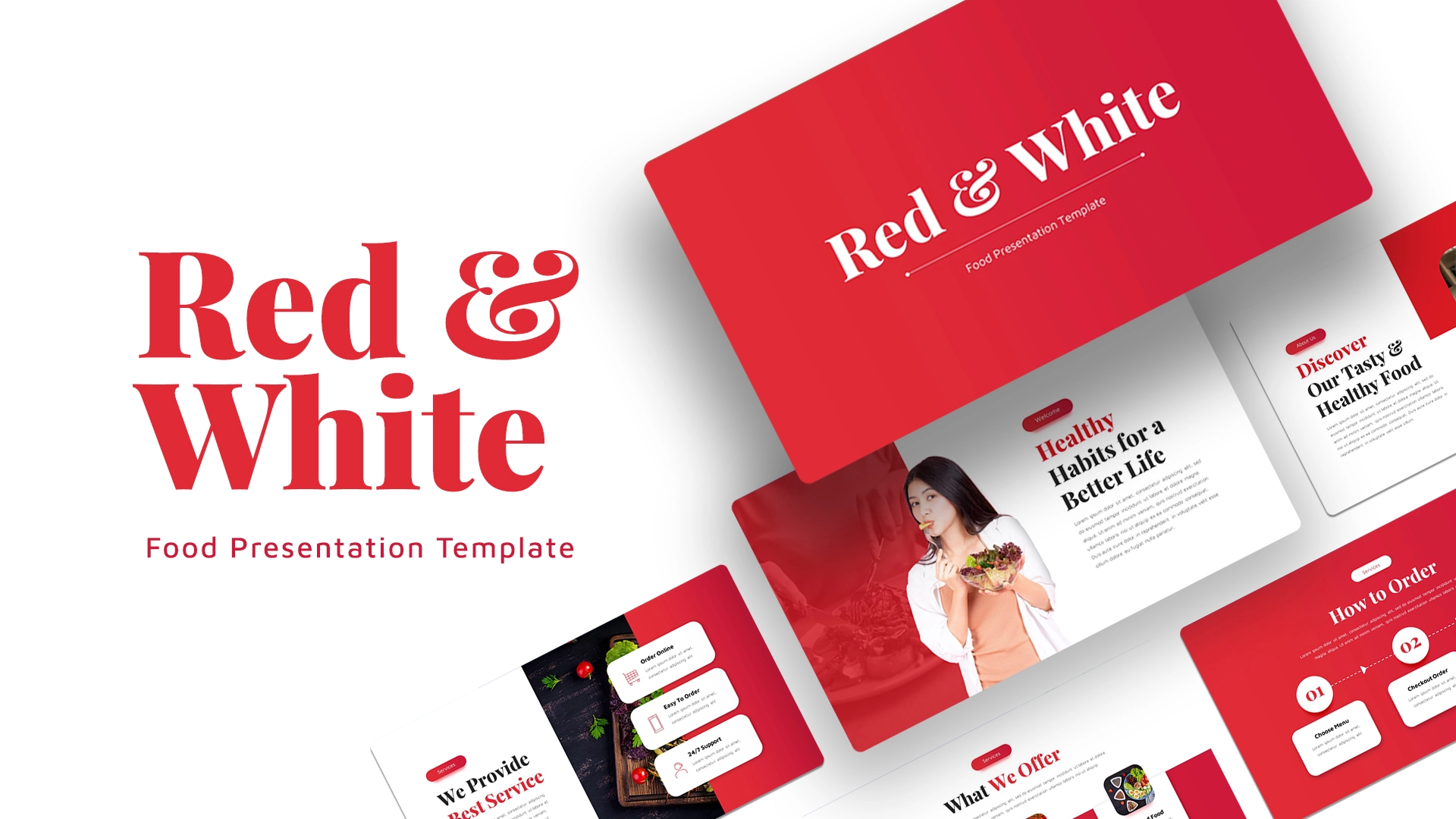Red and white PowerPoint intro slide template