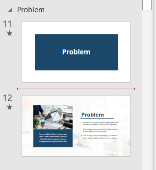 A line separates 2 slides in PowerPoint.