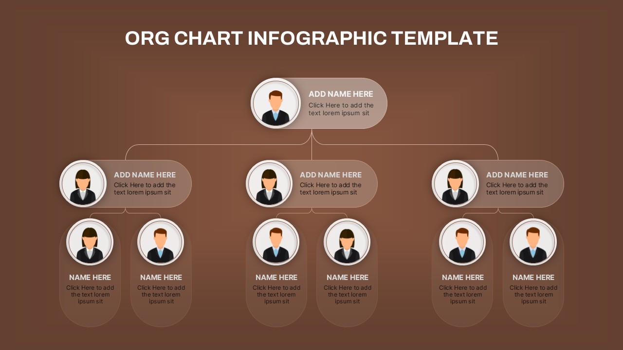 Org chart diagram slide template for PowerPoint and Google Slides