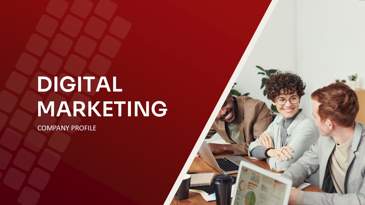 Digital marketing company profile presentation template for PowerPoint and Google Slides