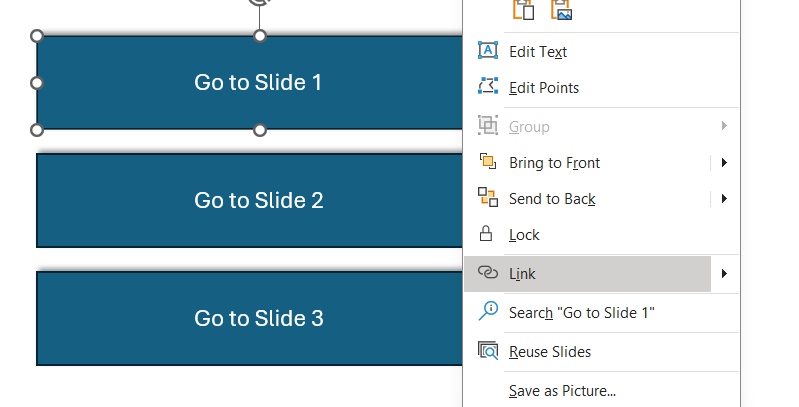 Option to link an object in PowerPoint