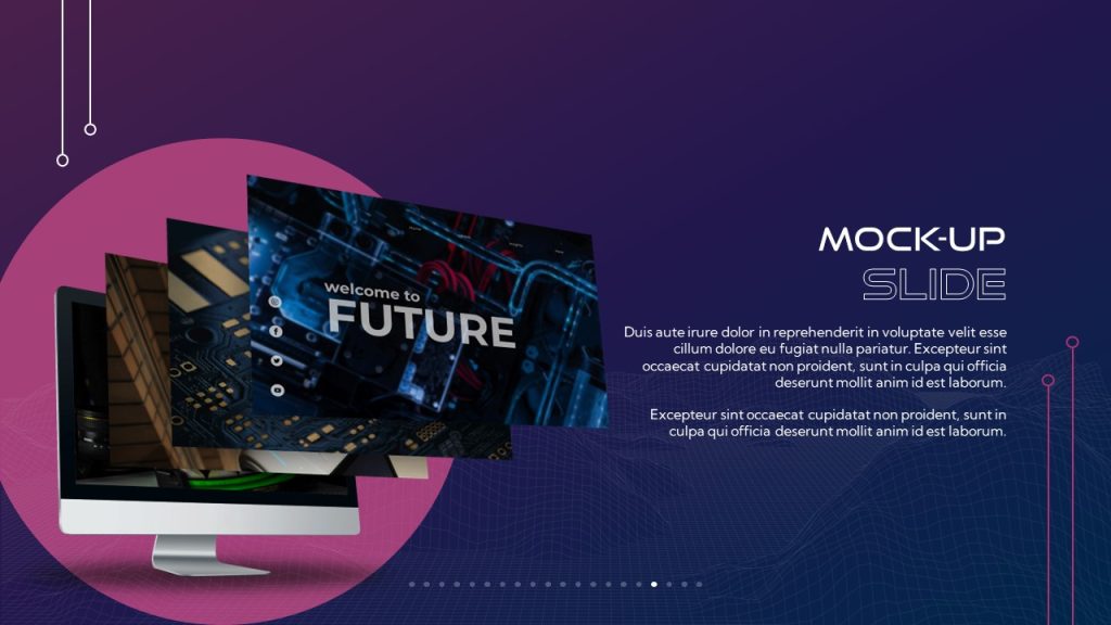 A PowerPoint slide featuring a product mockup slide 
