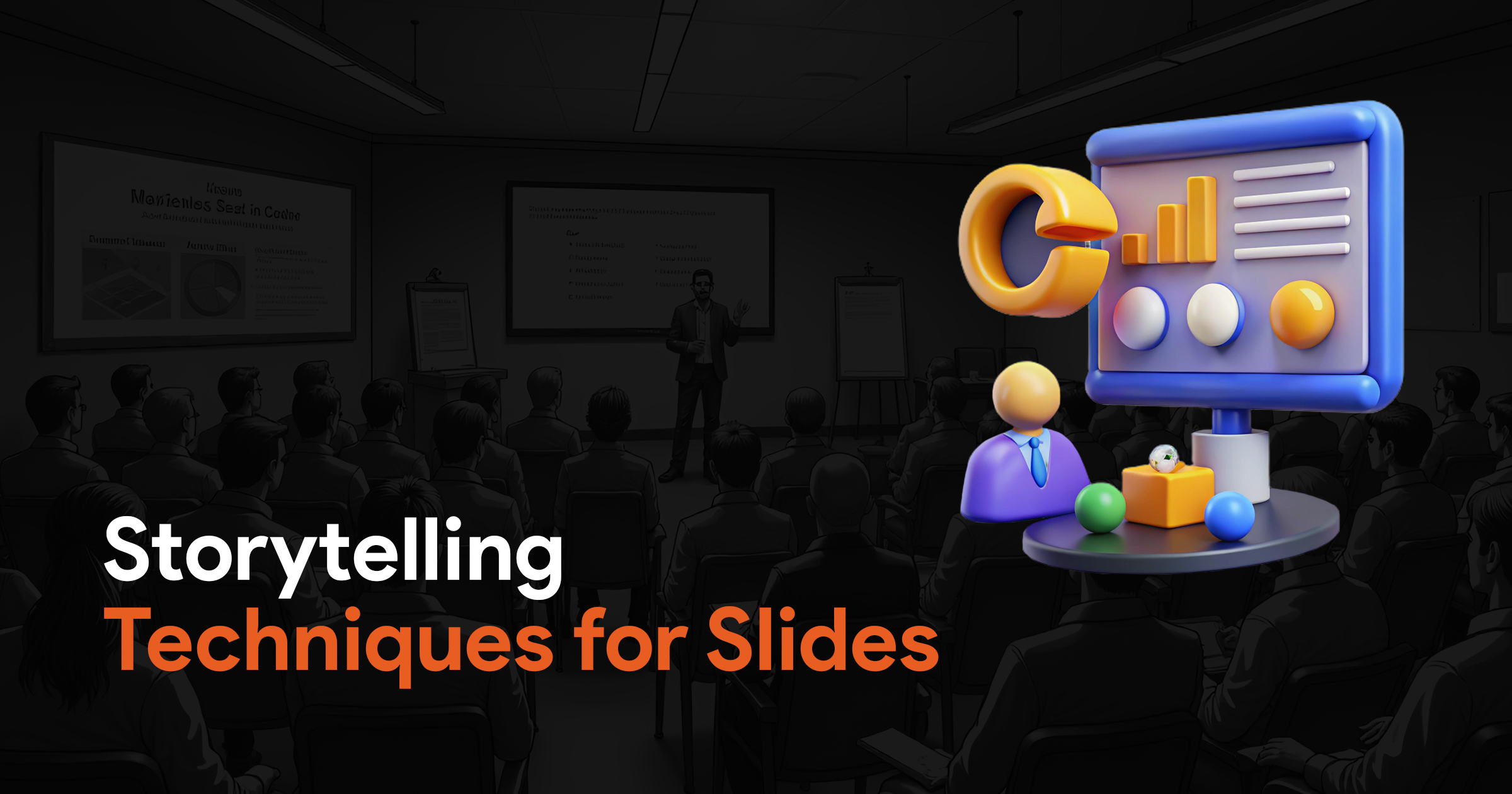 Cover image for an article on storytelling techniques for slides.