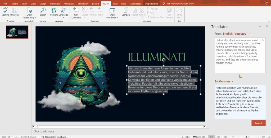 How to Apply Translate Feature in PowerPoint Apply the Translation