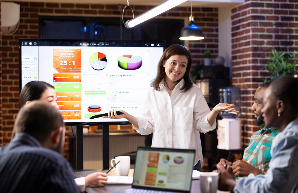 Professionals at work, at a presentation meeting