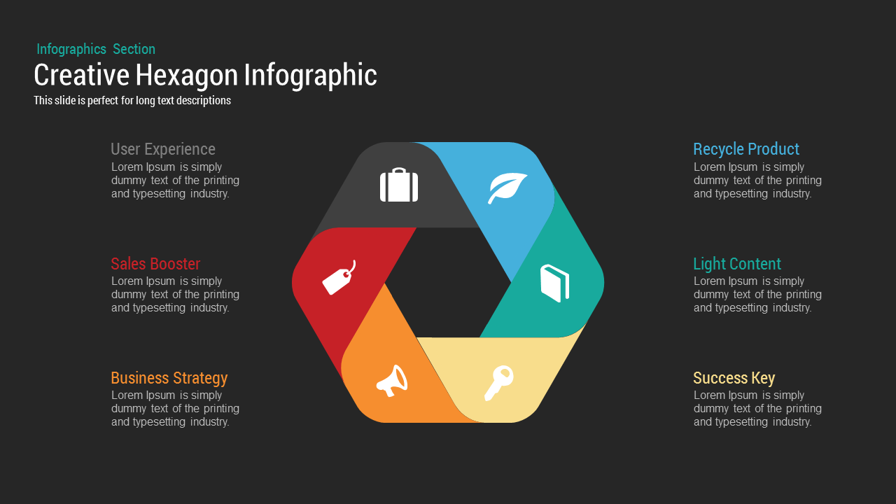 Creative Infographic Hexagon PowerPoint Template and Keynote