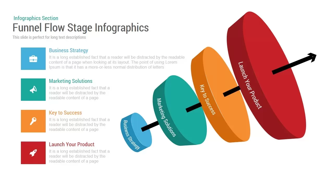 Funnel Flow Stage Infographics PowerPoint Template