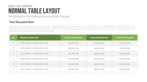 Free Company Profile PowerPoint Template Table Slide