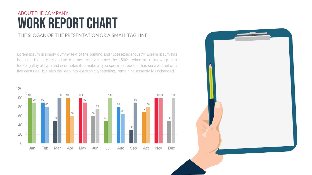 Company Profile PowerPoint Template Free Work Report Chart