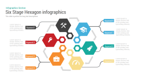 Six Stage Hexagon Chart Powerpoint and Keynote template