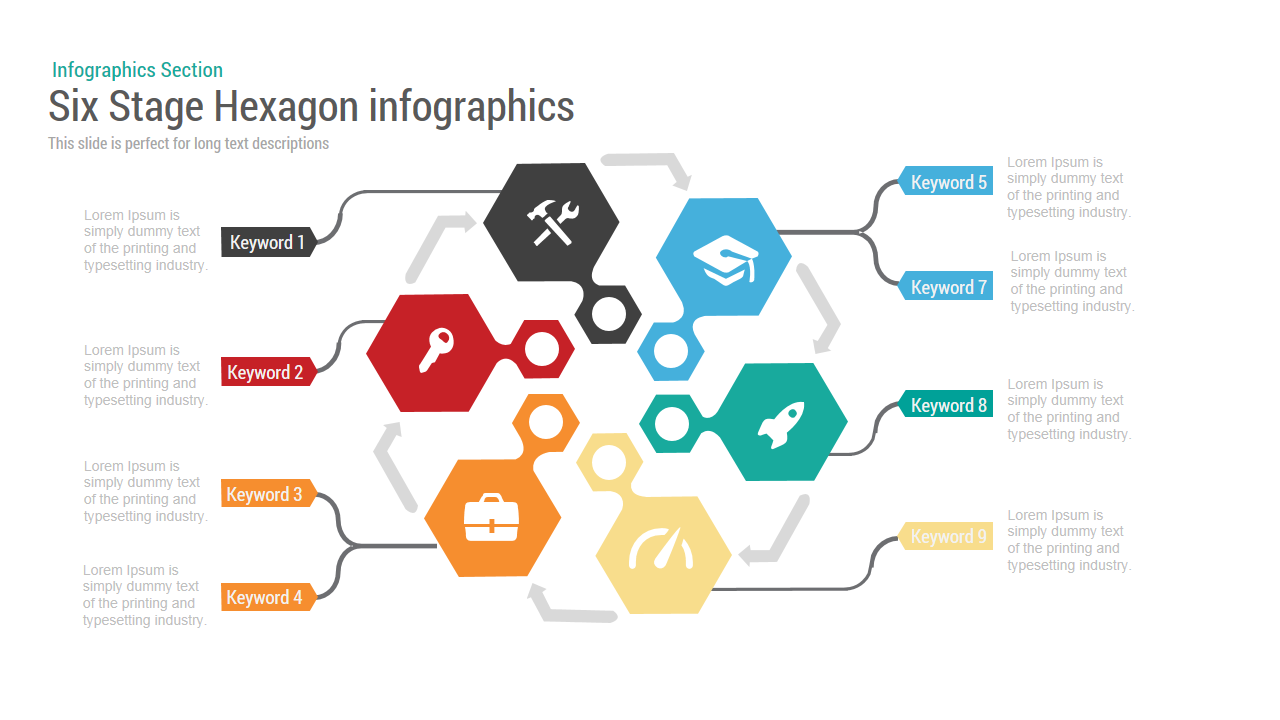 6 Stage Hexagon Chart Powerpoint Template And Keynote Slide 8941