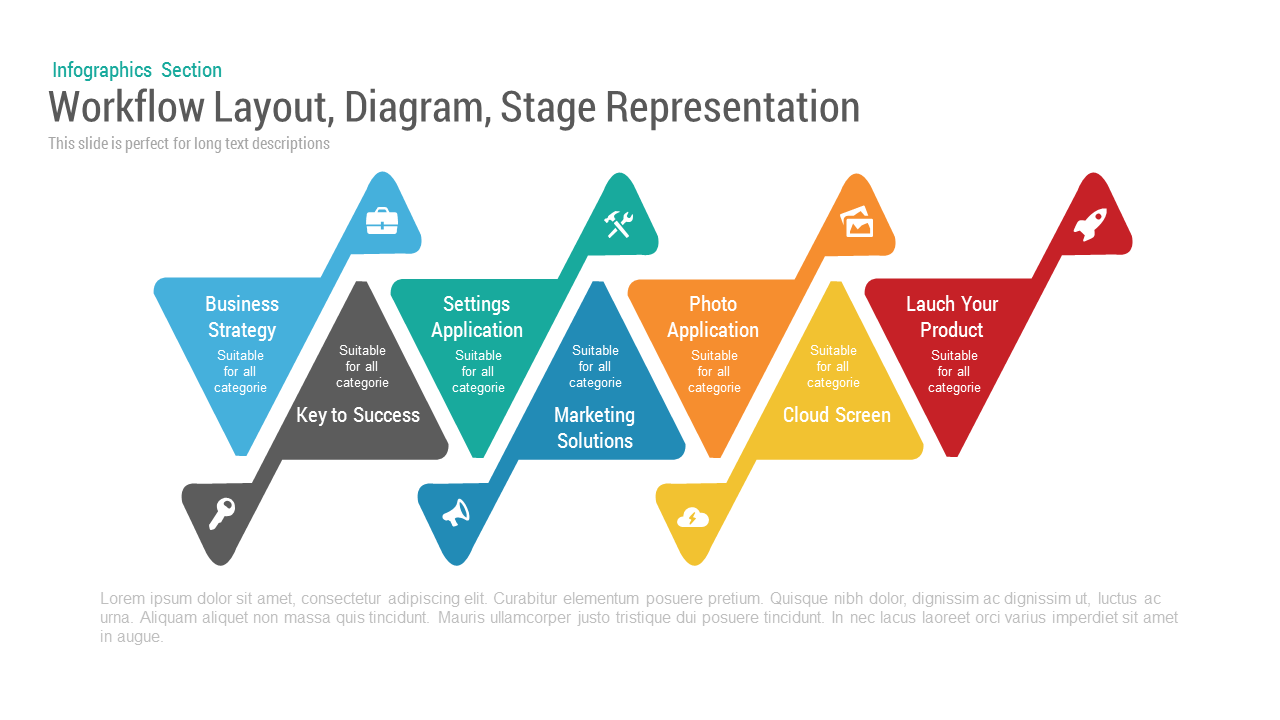 Workflow Layout Diagram Stage PowerPoint Template and Keynote Slide