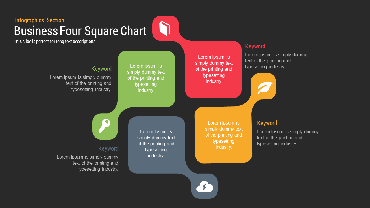 Business Four Square PowerPoint Template and keynote Slide