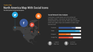 North America Map PowerPoint Template and Keynote With Social Icons