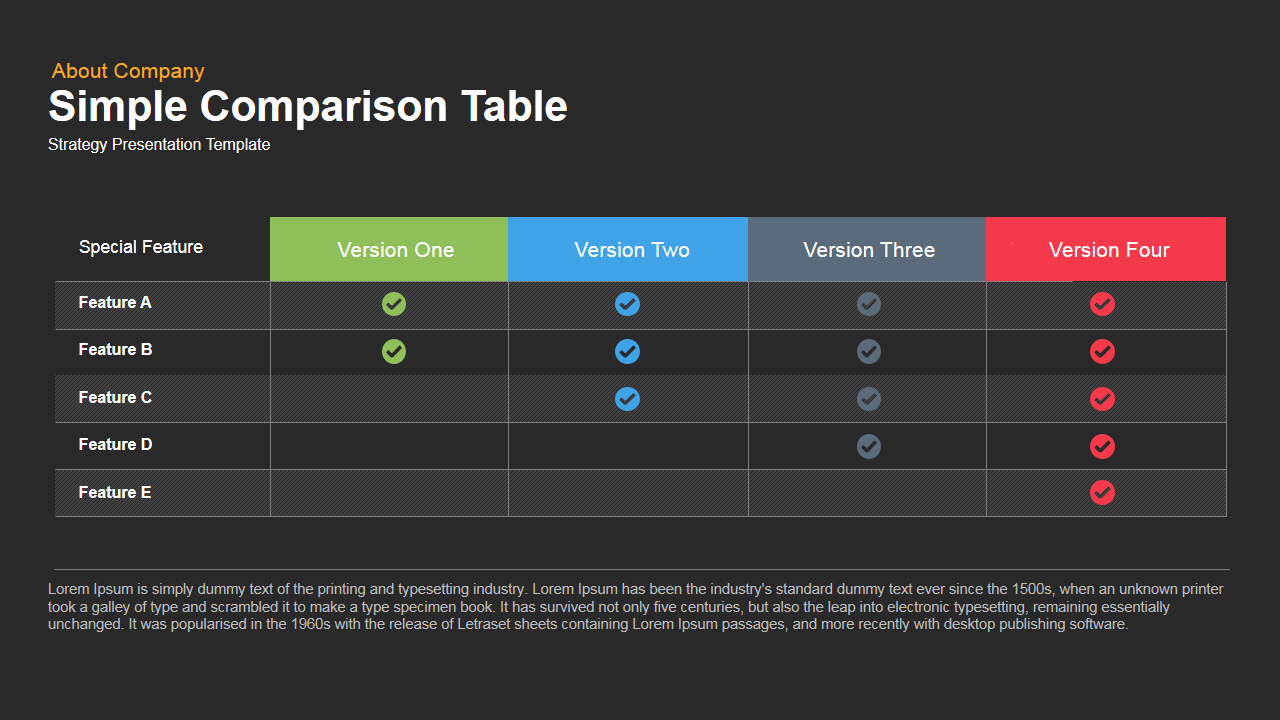 Simple Comparison Table Powerpoint Template Keynote Slidebazaar