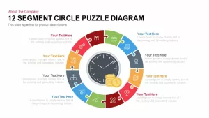 12 Segment Circle Puzzle Diagram Template for PowerPoint and Keynote