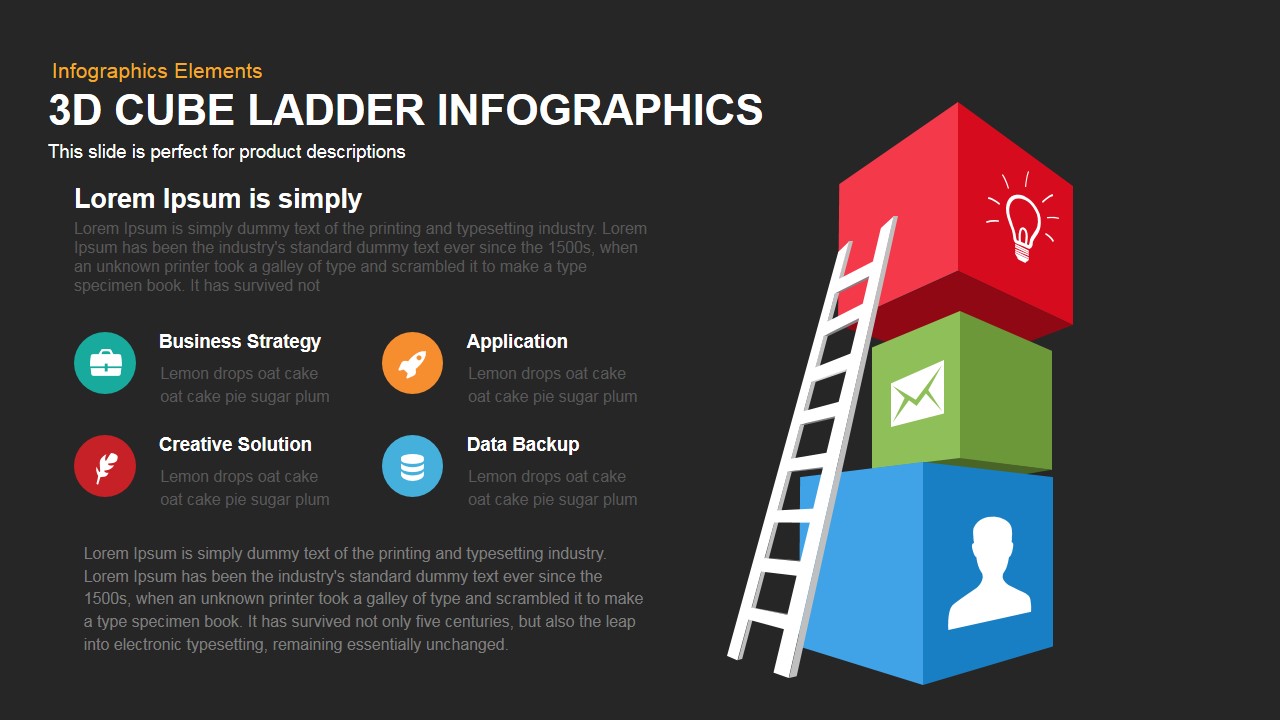 3d Cube Ladder Infographics Powerpoint Keynote template