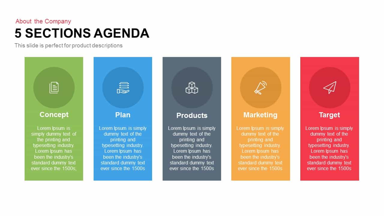 5 Sections Agenda PowerPoint Template and Keynote Slidebazaar