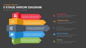 5 Stage Arrow Diagram Template for PowerPoint and Keynote