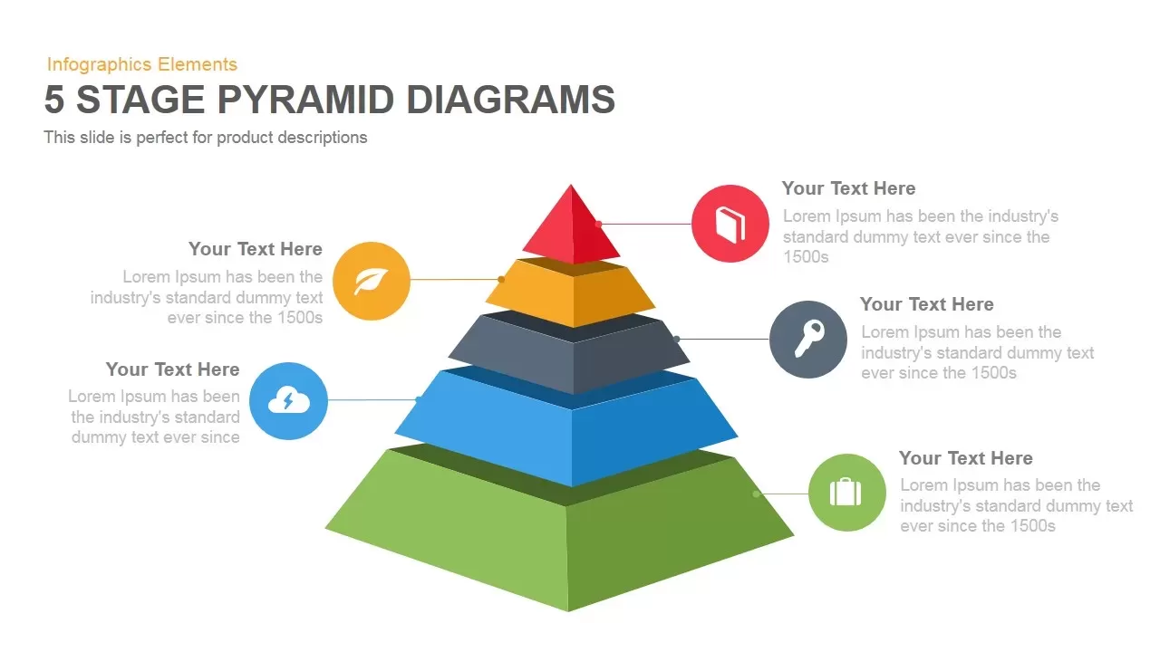 5 Stage Pyramid Diagrams PowerPoint Template and Keynote Slide
