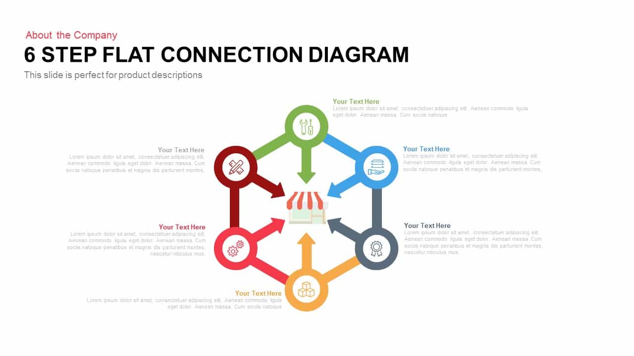6 Step Flat Connection Diagram for PowerPoint and Keynote