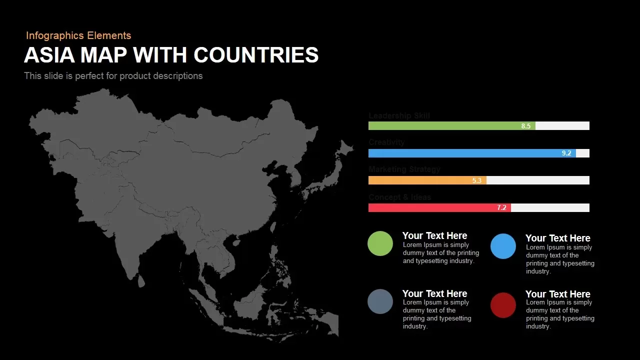 Asia Map With Countries Powerpoint Keynote template