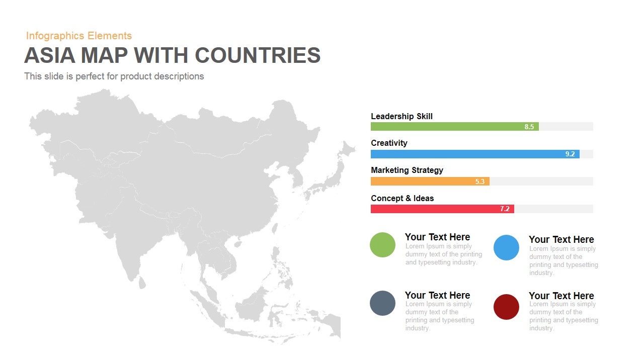 Asia Map Powerpoint Template Free   Asia Map With Countries Powerpoint Keynote Template 