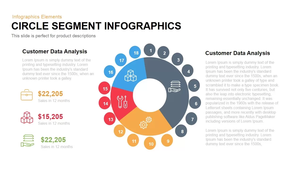 circle segment infographics PowerPoint template and keynote