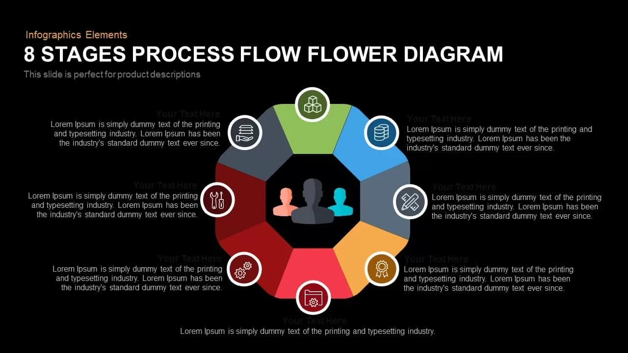 Eight Stages Process Flow Flower Diagram