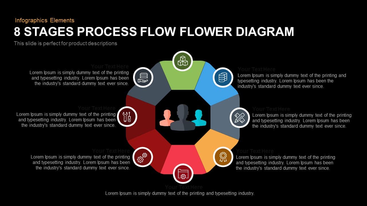 8 Stages Flower Process Flow Diagram PowerPoint Template & Keynote