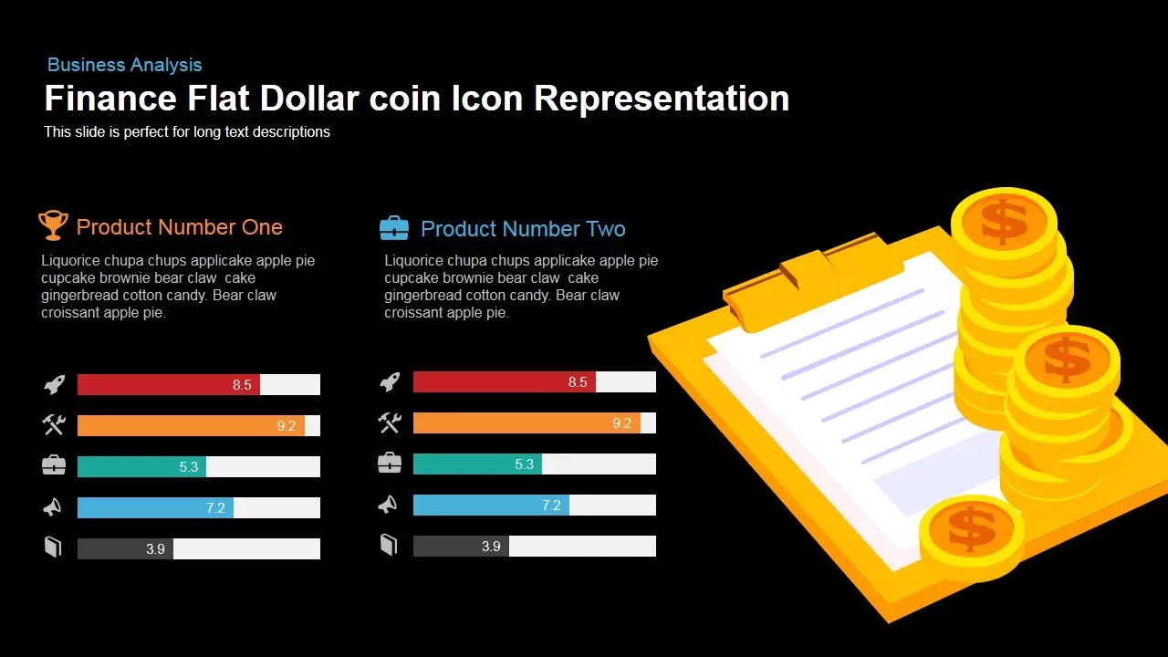 Finance Flat Dollar Coin Icon Representation Powerpoint Keynote template
