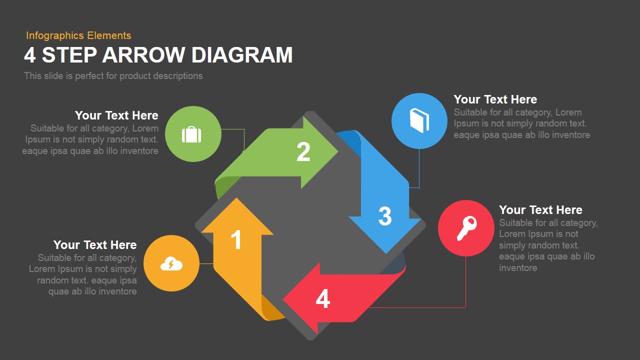 Four Step Arrows Diagram Powerpoint Template And Keynote Slide Slidebazaar 7819