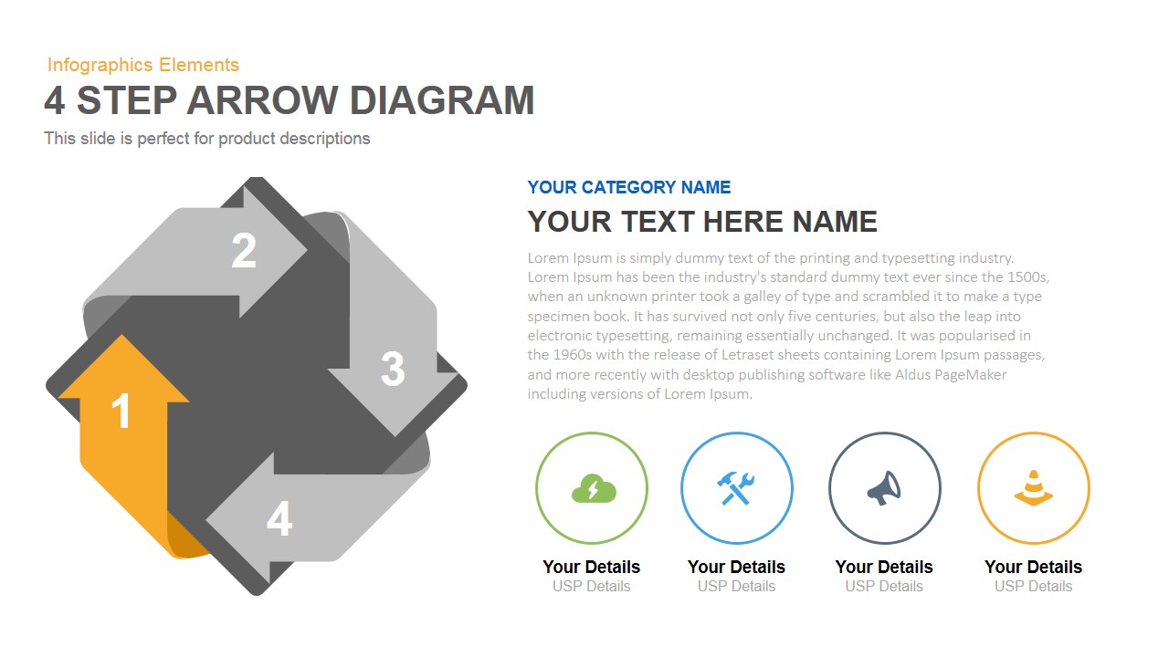 Business Four Square PowerPoint Template and keynote Slide