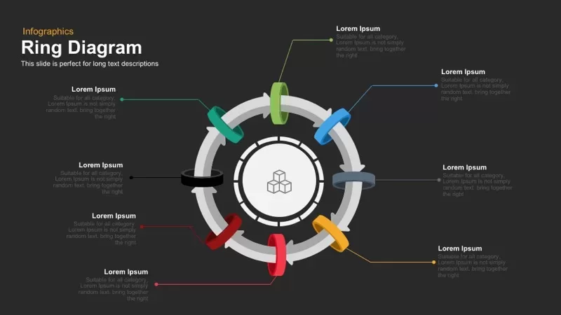 8 Circular Ring Diagram PowerPoint Template Dark