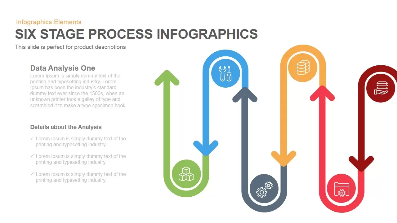 6 stage process PowerPoint template and keynote