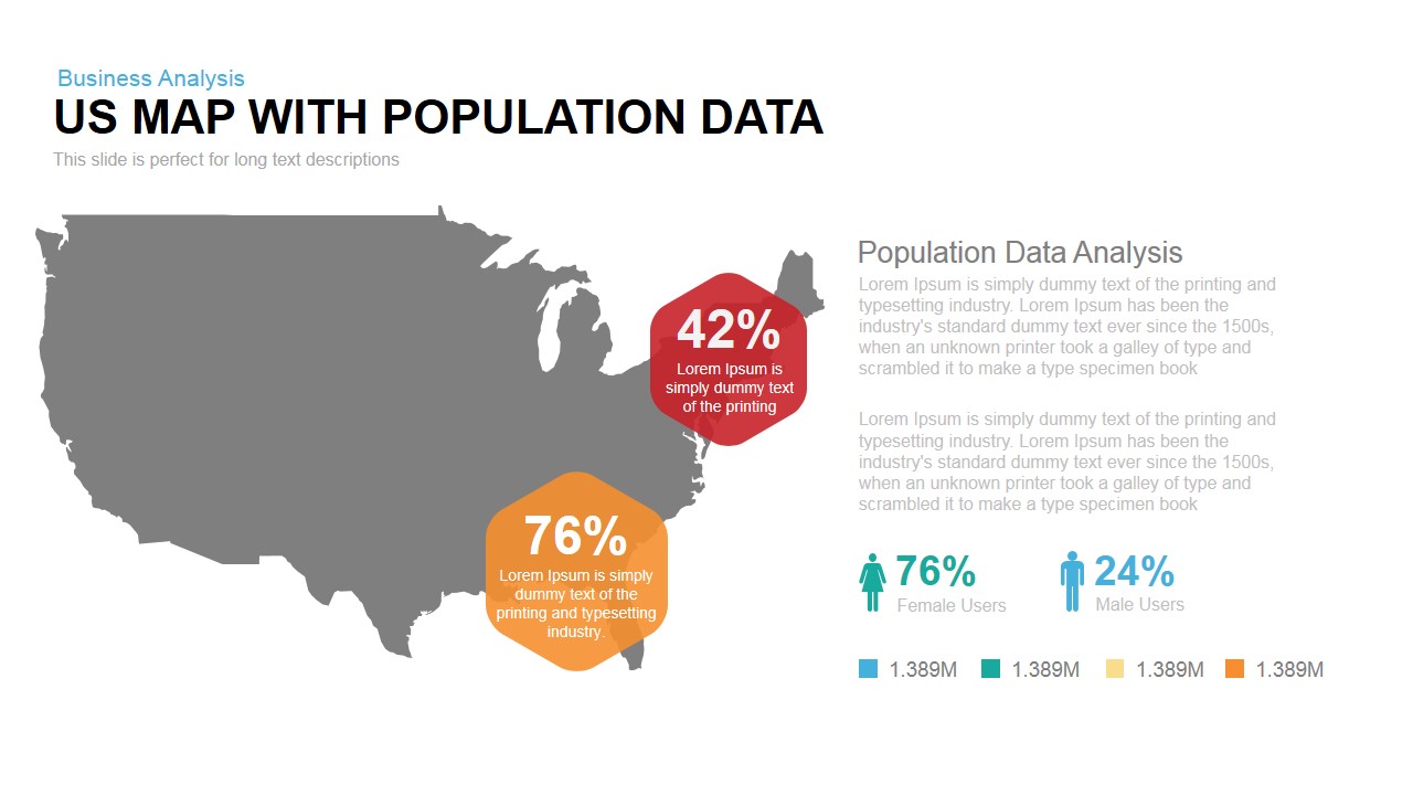 US Map With Population Data Powerpoint Keynote template