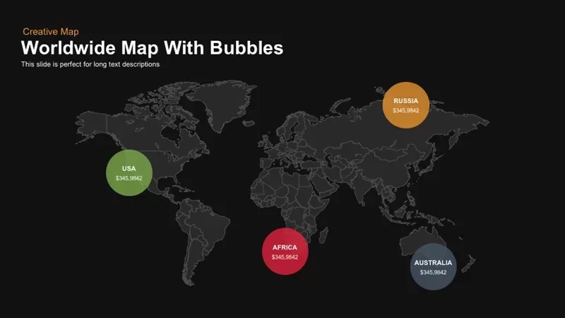 Worldwide Map With Bubble PowerPoint Template