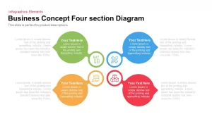 4 Section Business Concept Diagram for PowerPoint and Keynote