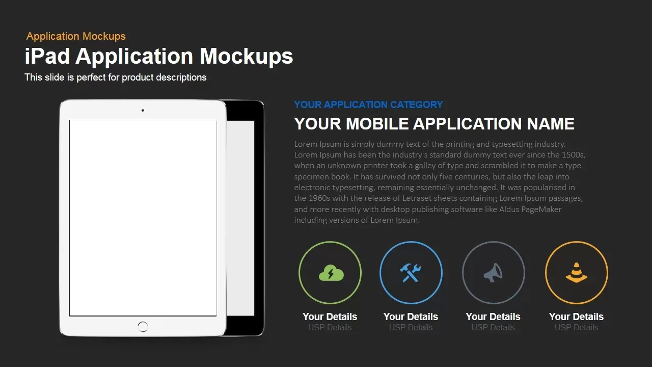 iPad Application Mockup Powerpoint and Keynote