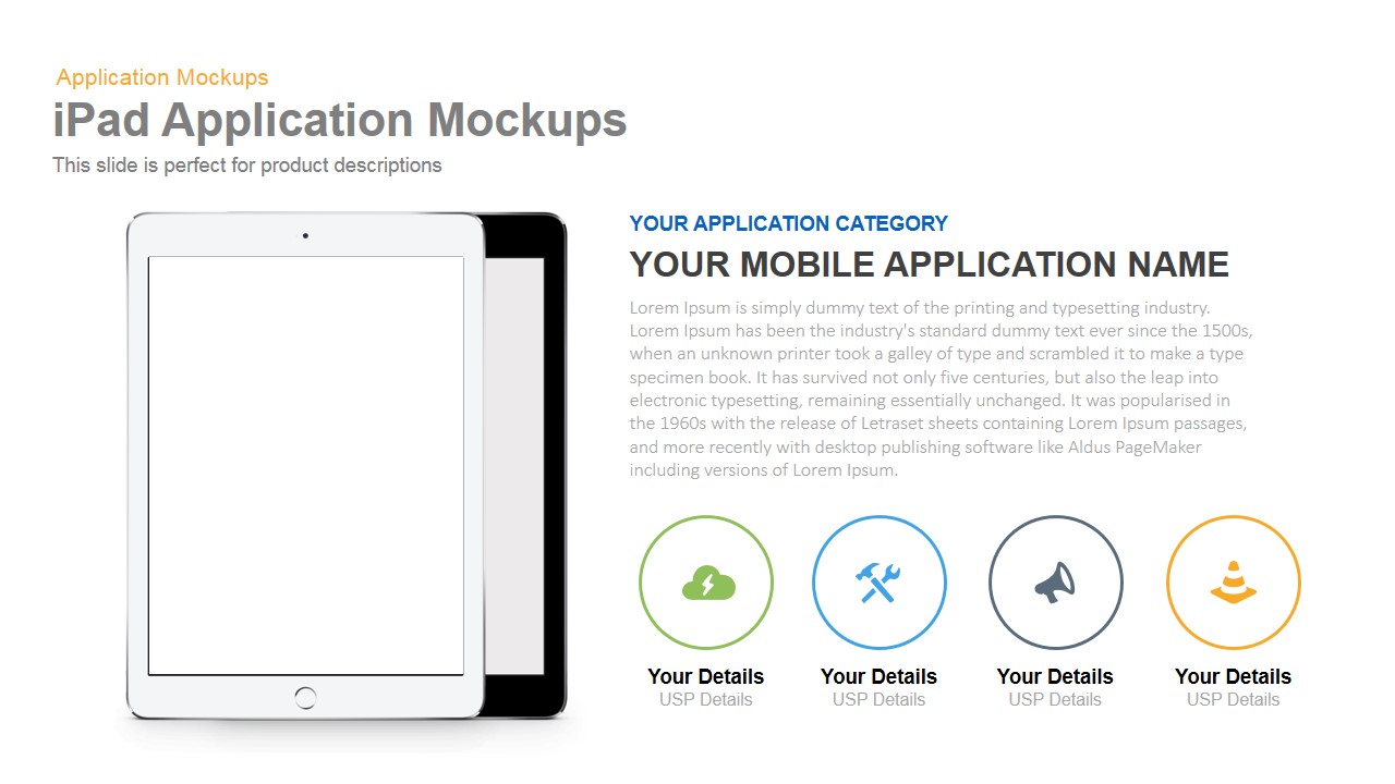 Download Ipad Application Mockup Powerpoint Template And Keynote Slide Slidebazaar Yellowimages Mockups