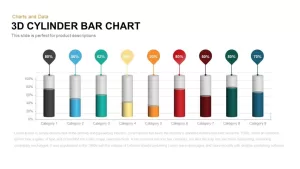 3D Cylinder Bar Chart PowerPoint Template and Keynote Slide