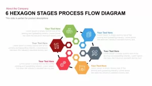 6 Hexagon Stages Process Flow Diagram Template for PowerPoint and Keynote