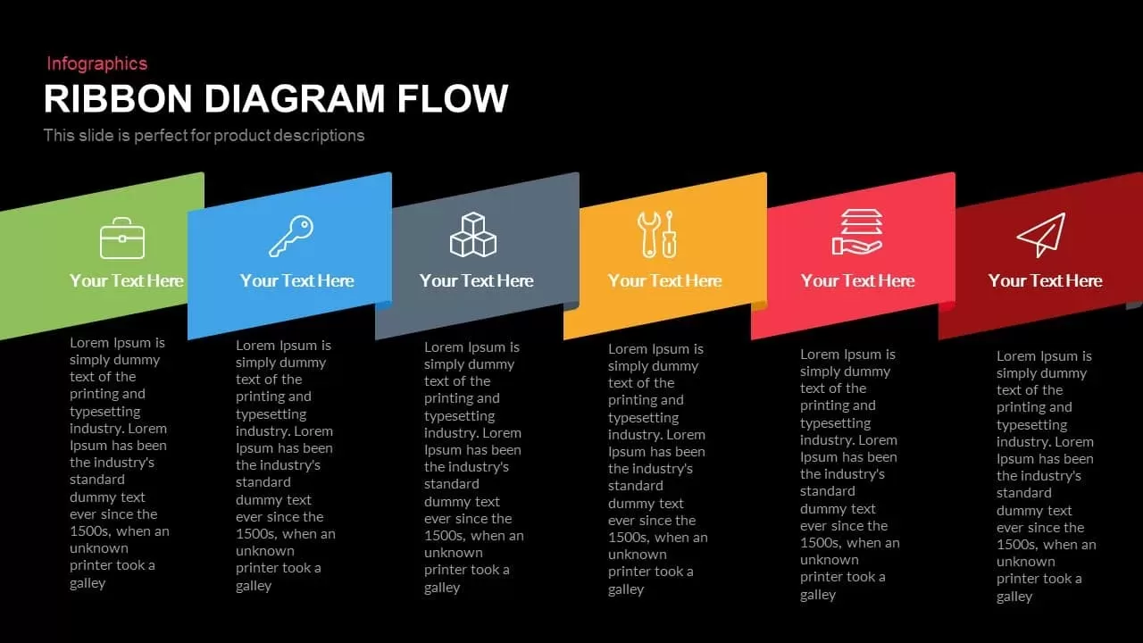 Ribbon Diagram Flow Powerpoint Keynote template